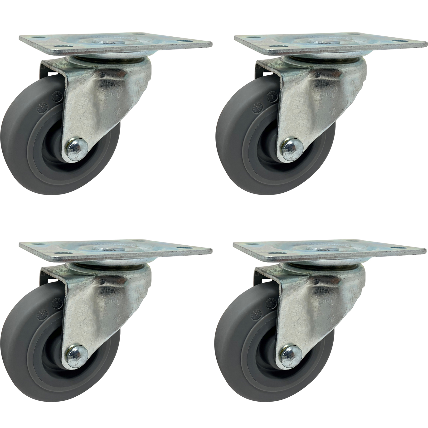 3" Black Industrial Casters, Non-Marking Casters (4-Pack)