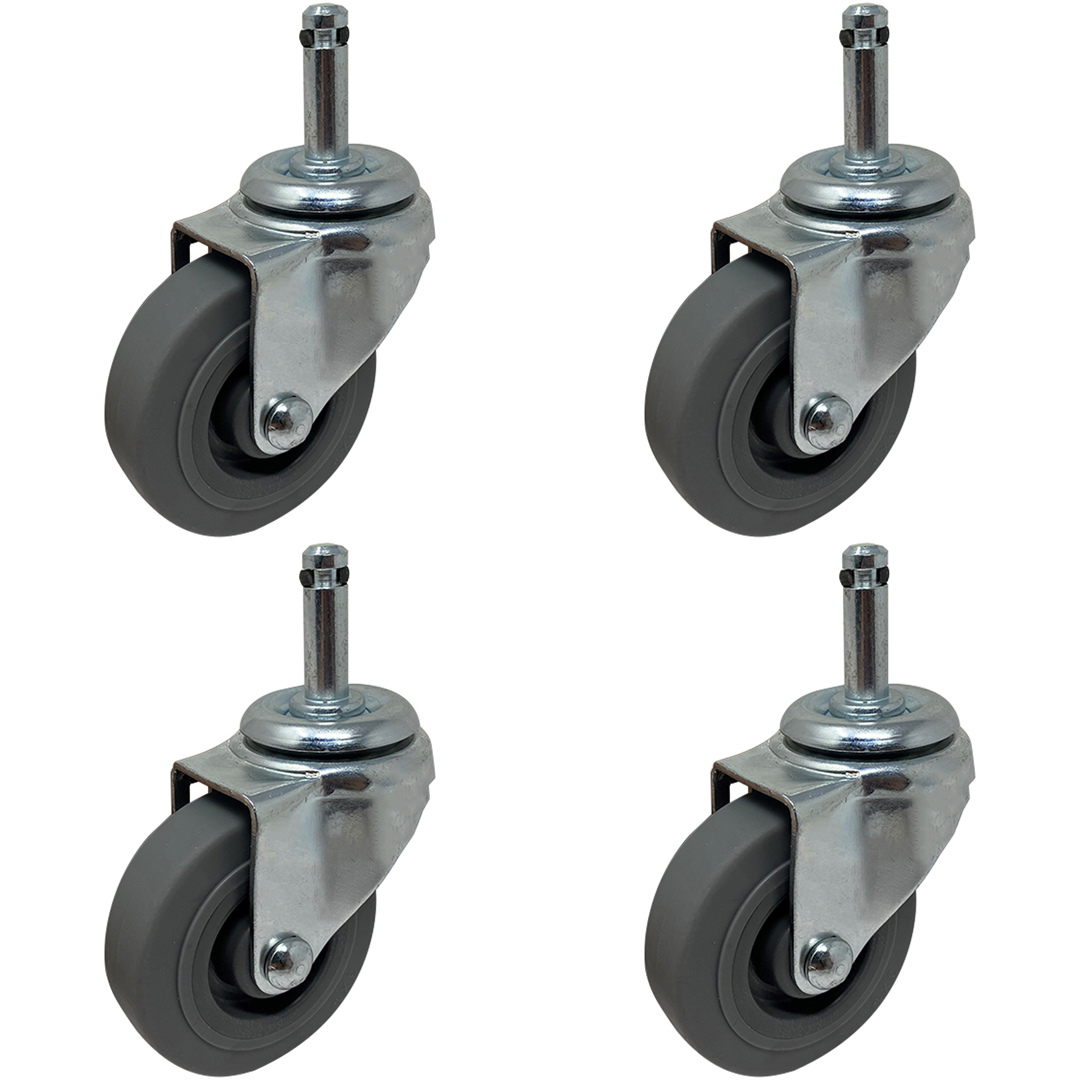3" Black Industrial Casters, Non-Marking Casters (4-Pack)