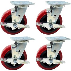 8-inch caster top locking swivel caster wheels, caster non-marking wheels, red caster wheels