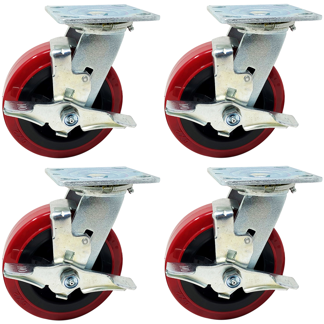 8-inch caster top locking swivel caster wheels, caster non-marking wheels, red caster wheels