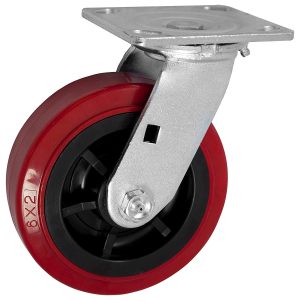 Red Pro-Tech heavy-duty swivel caster with top plate