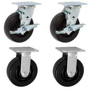 Black phenolic heavy-duty caster with swivel top plate
