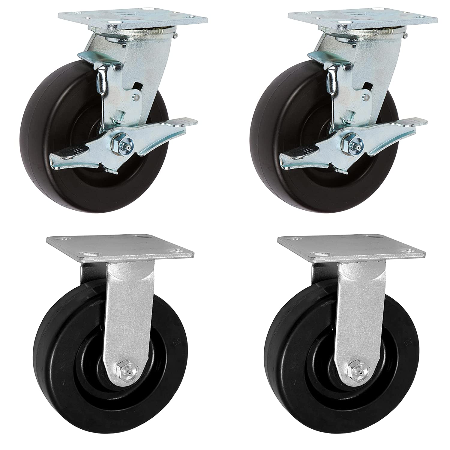 Black phenolic heavy-duty caster with swivel top plate