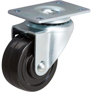 Black hard rubber light-duty caster with swivel top plate