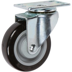 Black polyurethane light-duty caster with swivel top plate