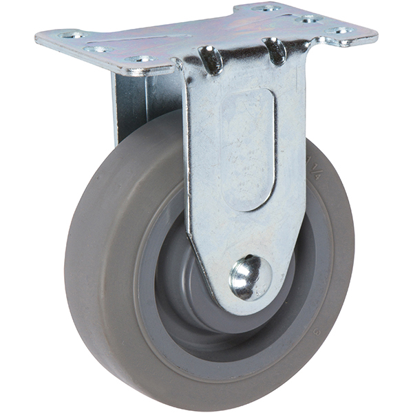 Gray thermoplastic rubber light-duty caster with rigid top plate
