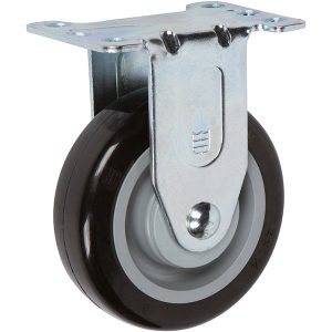 Black polyurethane medium-duty caster with rigid top plate