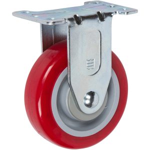 Red polyurethane medium-duty caster designed for stability