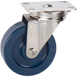 5 inch x 1.25 inch PLX Solid Polyurethane Medium Duty Industrial Non-Marking Top Plate Caster, 1 Swivel Caster, 350 LBS Load Capacity, BLUE (Single) - ICON 5100 Series
