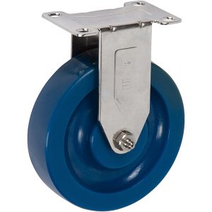 5 inch x 1.25 inch PLX Solid Polyurethane Medium Duty Industrial Non-Marking Top Plate Caster, 1 Rigid Caster, 350 LBS Load Capacity, BLUE (Single) - ICON 5100 Series