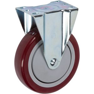 5 inch x 1.25 inch PLY Polyurethane Medium Duty Industrial Non-Marking Top Plate Caster, 1 Rigid Caster, 300 LBS Load Capacity, MAROON (Single) - ICON 5200 Series