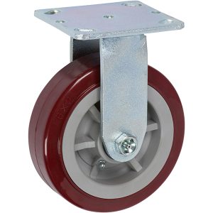 Maroon Pro-Tech heavy-duty rigid caster with top plate