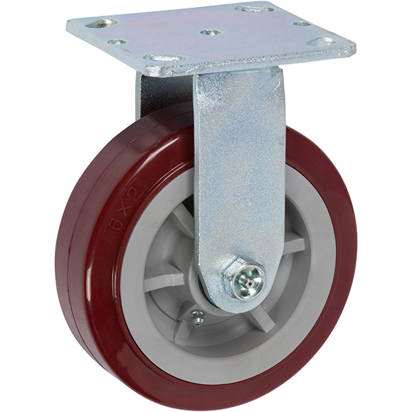 Maroon Pro-Tech heavy-duty rigid caster with top plate