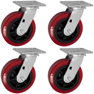 6-inch set of caster wheels non marking red swivel replacement casters.
