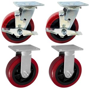 Four Pack of Red Pro-Tech Caster Wheels