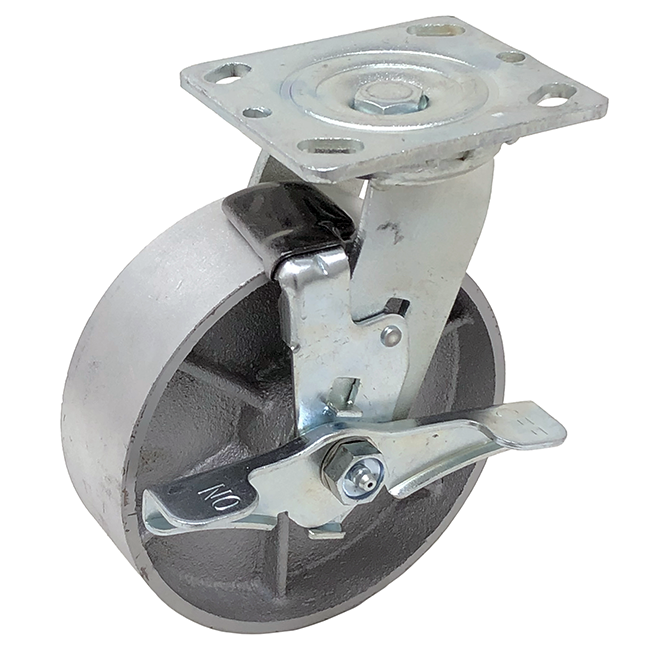 6-Inch Steel Wheel Locking Caster Wheels -Semi-Steel Swivel Top Lock Caster- 1200 LBS.